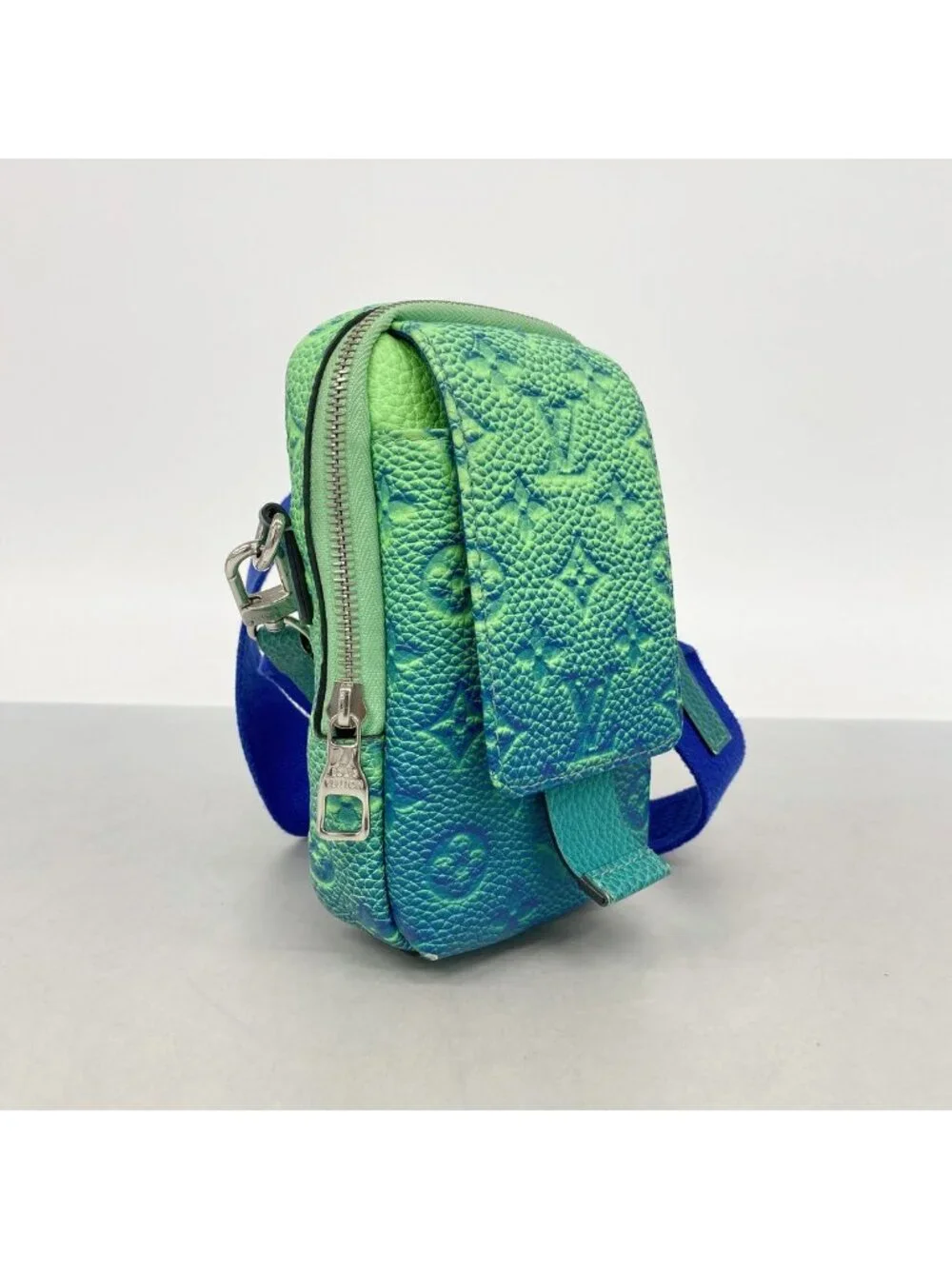 Louis Vuitton Shoulder Bag Taurillon Illusion Double Pouch Blue Vert